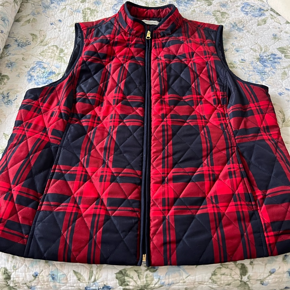 Croft & Barrow Red and Navy Plaid Vest